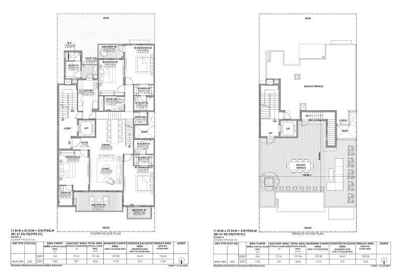 4 BHK+4T+U Floor Plan with an area of 3907 Sq.ft in Birla Navya 